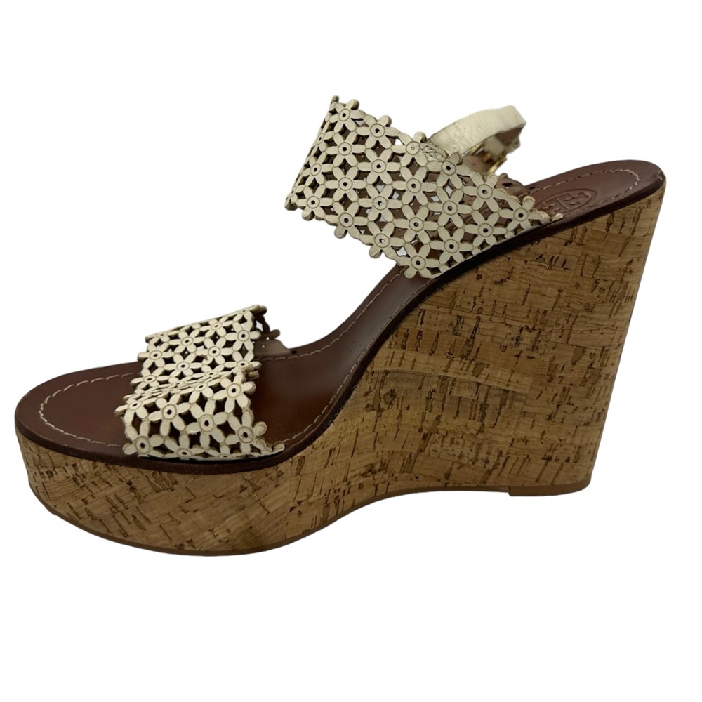 Tory Burch RIGHT SHOE ONLY Daisy Metallic Leather Floral Strappy Cork 9.5